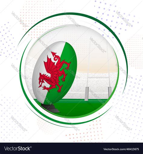 Flag of wales on rugby ball round icon Royalty Free Vector