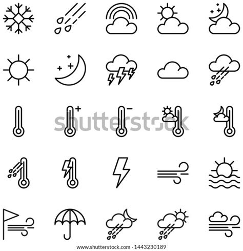 Simple Outline Weather Icons Set Vector Stock Vector Royalty Free