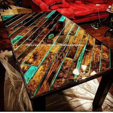 Mosaic Epoxy Table Top With Acacia Wood Dining Coffee Bartop