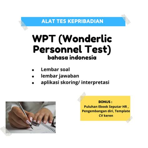 Jual Alat Tes Psikologi Wpt Wonderlic Personnel Test Bahasa Indonesia