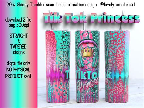 20oz Skinny Tumbler Tiktok Princess Sublimation Designs Tik Etsy Australia