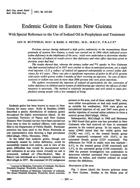 (PDF) Endemic goitre in East New Guinea with special reference to the ...