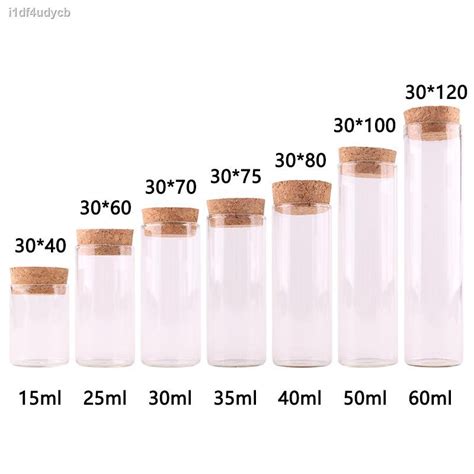 Dia 30mm 15ml 25ml 30ml 35ml 40ml 50ml 60ml แกวใสหลอดทดลอง Vials