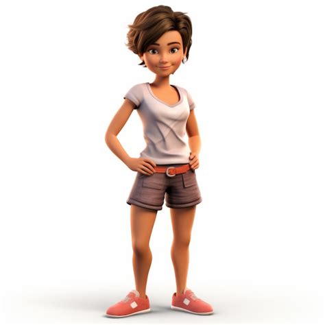 Premium Photo | Cartoonish 3d Animated Girl Model In Short Shorts ...