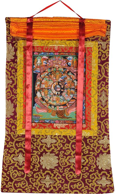 Tibetan Buddhist Bhavachakra (The Wheel of Life) | Exotic India Art