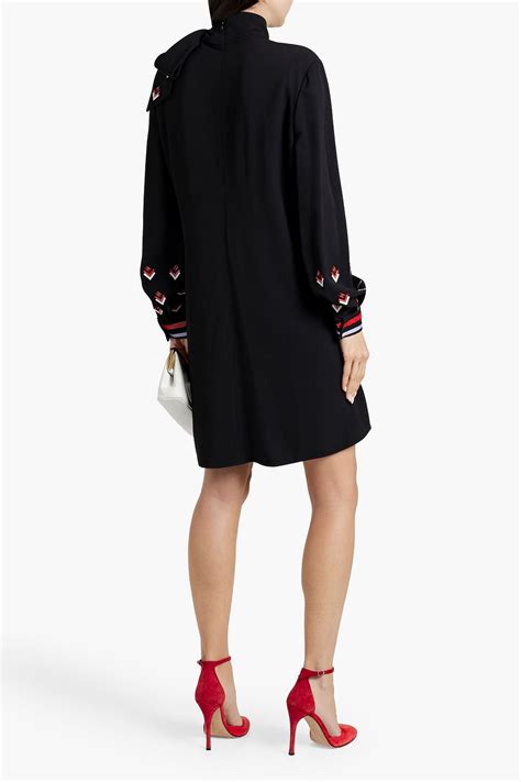 VALENTINO GARAVANI Embellished Pussy Bow Crepe Mini Dress THE OUTNET