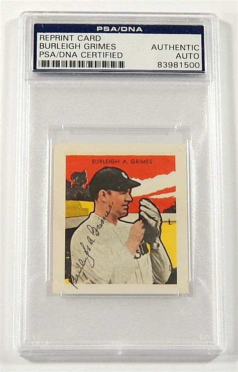 1973 TCMA Reprint Burleigh Grimes Signed Card Auto Slabbed PSA DNA