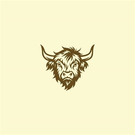 highland cattle logo  illustration elegant stylized highland cattle