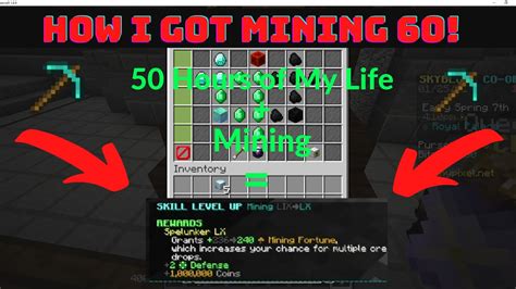 How To Get Mining 60 Quickly In Hypixel Skyblock Youtube