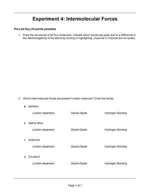 Lab Intermolecular Forces Lab Report Template Name Quiz