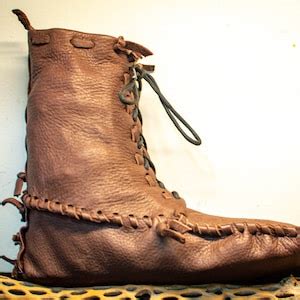 Handmade Leather Moccasin Boots Elkskin Buckskin Hunting Boots Hiking