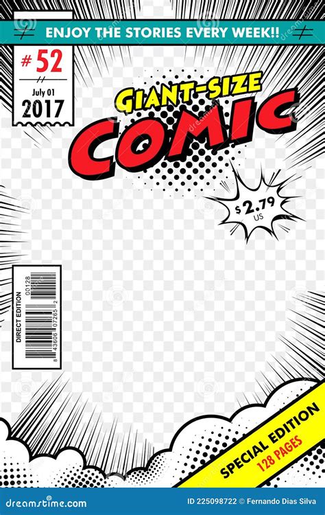 Comic Book Cover Template Vector Art With Comic Style Stock Vector