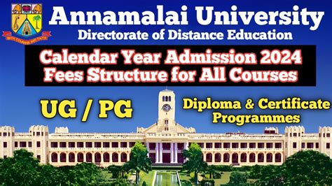 Annamalai University Distance Education Fees Structure For All