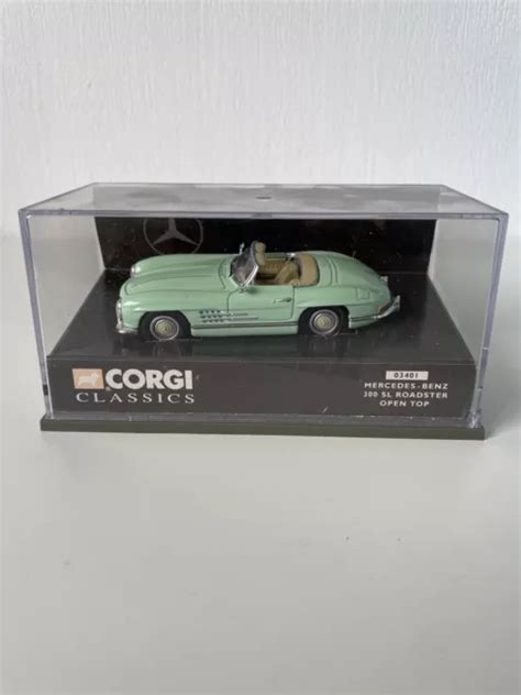 CORGI 03401 MERCEDES BENZ 300 SL Roadster Open Top Pearl Green 3 00