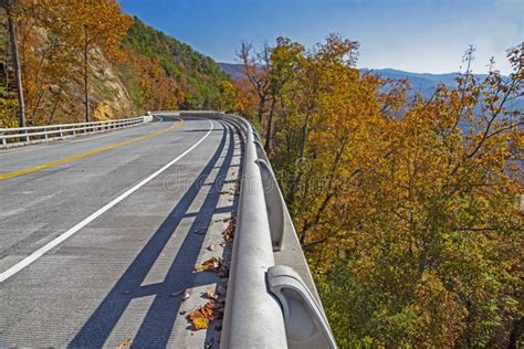 New Section of the Foothills Parkway in Fall Colors. Stock Photo ...