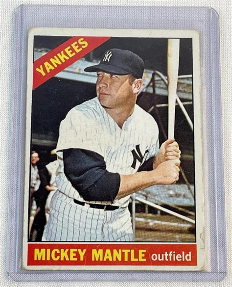 Lot 1966 Topps 50 Mickey Mantle New York Yankees Baseball Card