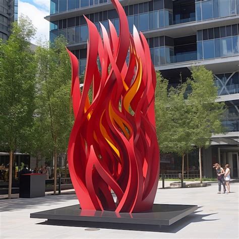 Premium AI Image | a red fire sculpture with a red fire on it