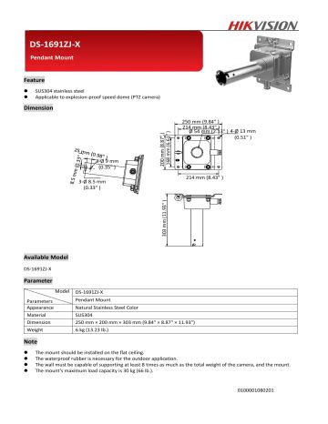 Hikvision Ds Zj X Cctv Accessory Data Sheet Manualzz