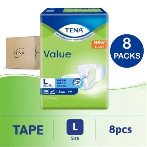 Tena Value Adult Diapers Tape Pampers Dewasa 成人尿布 L Size 8 Packs