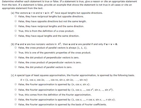 Solved Determine Whether Each Statement Is True Or False If Chegg