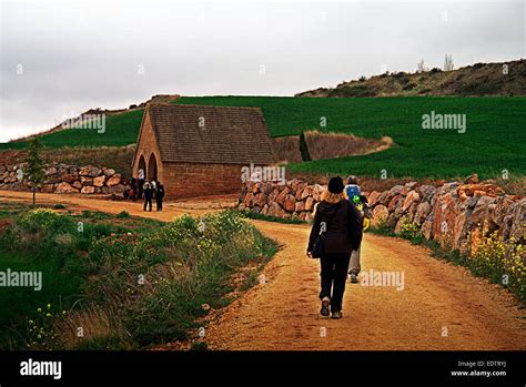 Pilgrims Walking On The Camino De Santiago De Compostela Way Of Saint