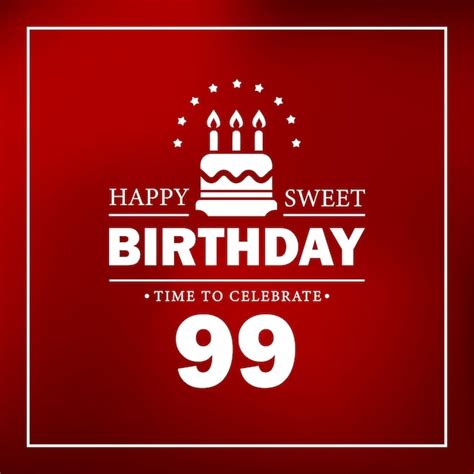 Premium Vector | Happy birthday 99, red card with cake, gifts, vector ...