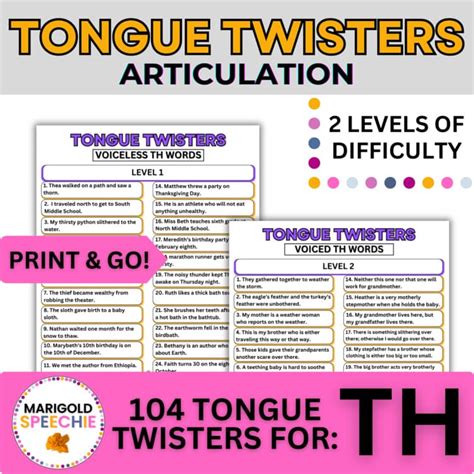 Sound Loaded Tongue Twisters Articulation Voiceless Th Voiced Th