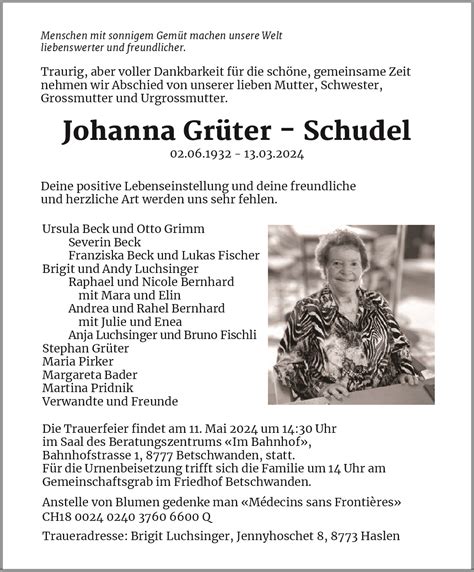 Johanna Gr Ter Schudel Hommages