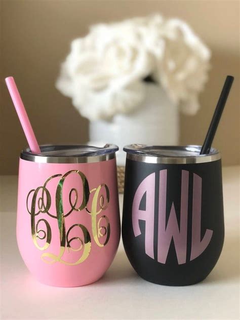 Monogrammed Wine Tumbler Stainless Steel 12oz Cup Etsy In 2024 Monogram Wine Tumblers Wine