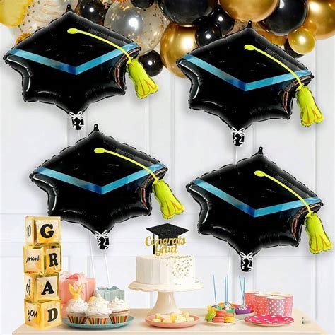 Large Graduation Cap Balloons Set Of 4 2024 Graduation Decoration