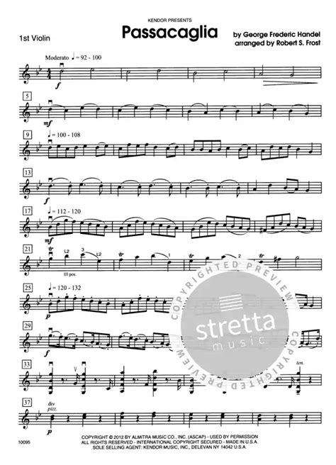 Passacaglia G Minor Von Georg Friedrich Händel Im Stretta Noten Shop