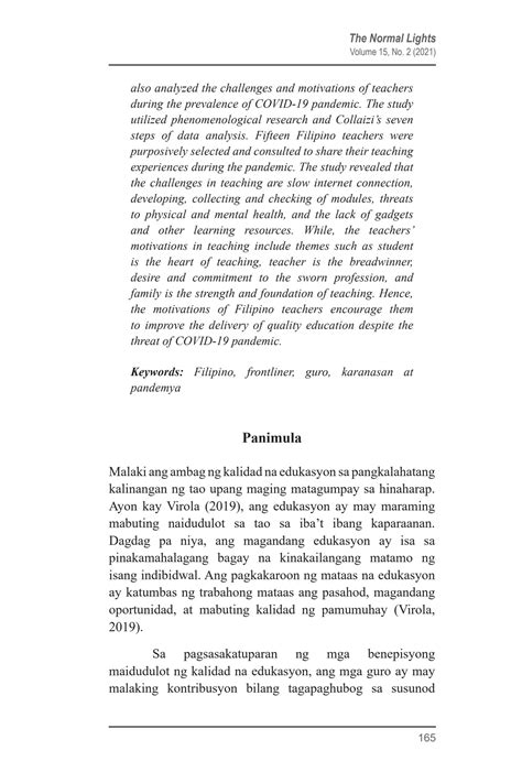 SOLUTION Ang Guro Bilang Frontliner Karanasan Ng Mga Guro Sa Filipino