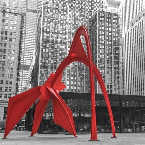 Chicago Photography Calder Flamingo Sculpture Black White Red Federal