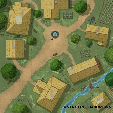 DnD Village [25x25] Map - Fantasy Town for Battle