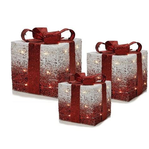 Pacchi Regalo Bianco Rosso Cubi Di Natale Luci Led Per Addobbi