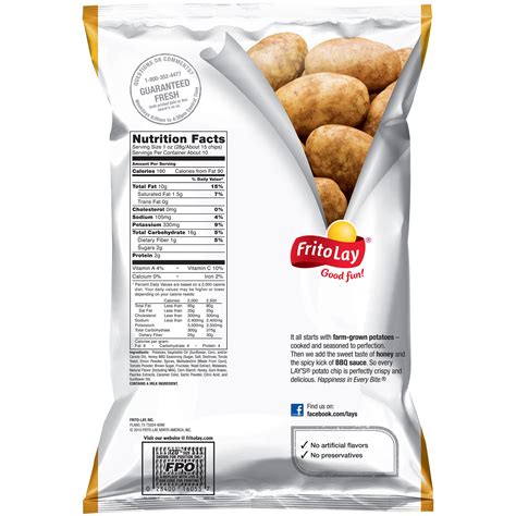 Buy Frito lay Lay's Honey Barbecue Potato Chips 9.5 oz. Bag Online at ...