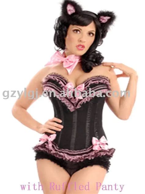 Free Shiiping Black Pink Sexy Lingerie Lace Up Basque Corset Costume S