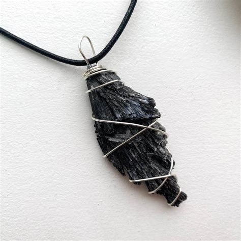 Buy Black Kyanite Wire Wrapped Pendant • The Green Crystal