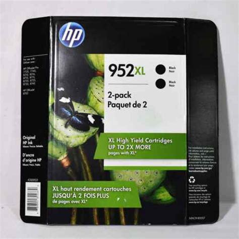 2 Pack New Genuine Hp 952xl Black Ink Cartridges Officejet 8702 0224 889894824660 Ebay