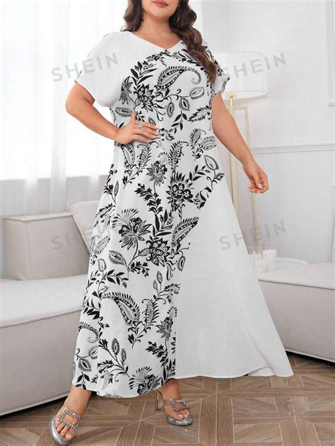 Shein Najma Plus Size Floral Print Arabian Dress Shein Usa