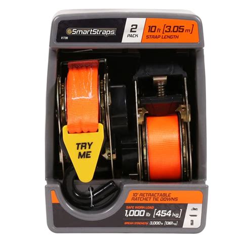 Smartstraps 2 Pack 1 12 In X 10 Ft Ratchet Tie Down 1000 Lbs Work