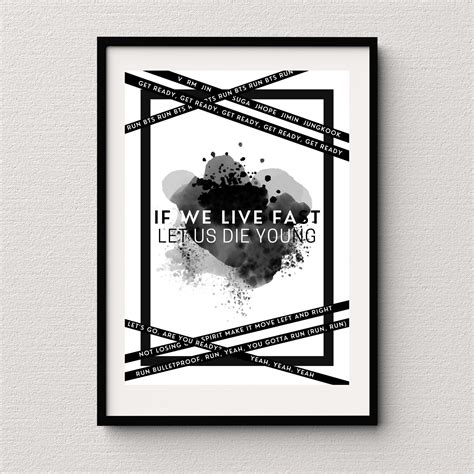 RUN BTS Lyric Print Bts Print Bts Wall Art Bts Poster Bts Merch Subtle ...