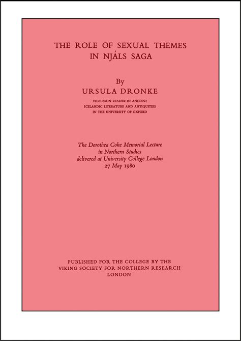 The Role Of Sexual Themes In Njáls Saga Viking Society For Northern Research