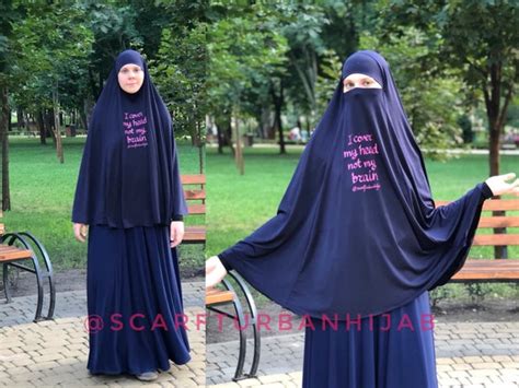 Navy Blue Muslim Khimar Suit Long Hijab Blue Jilbab I Cover Etsy Finland