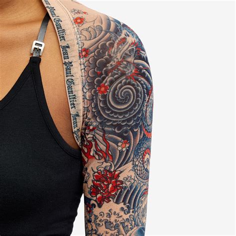 Jean Paul Gaultier Mariniere Logo Tattoo Sleeves Nude Blue Red END