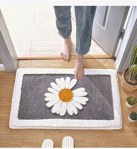 Bathroom Door Entrance Mat Daisy Bath Rug Bathroom Non Slip Etsy