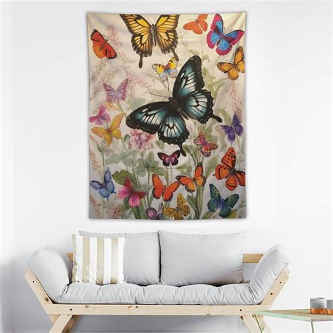 Onetech Butterfly Tapestry Vertical Vintage Floral Tapestries For