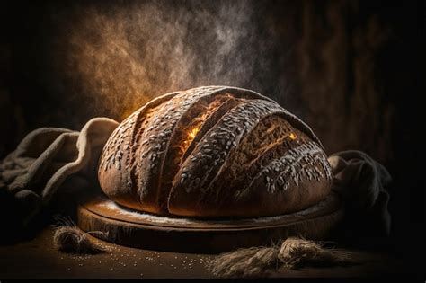 Premium Photo Freshly Baked Traditional Bread On A Rustic Wooden