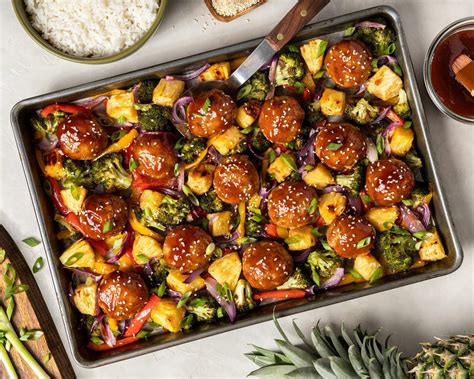 Sheet Pan Hawaiian Meatballs