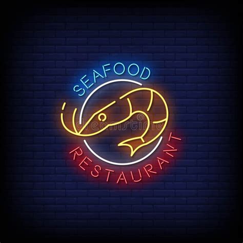 Seafood Restaurant Neon Signs Style Text Vector Stock Vector